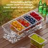Ice Chilled 5 Compartment Condiment Server Organizer Garnish Tray with Lids Outdoor Clear Dispenser Removable Fruit Serving Tray