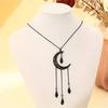 1 ks Luxusní náhrdelník s přívěskem s křišťálovým střapcem, Vynikající tmavě gotický styl, Měsíční výrazný doplněk pro ženy na párty, Hip Hop
