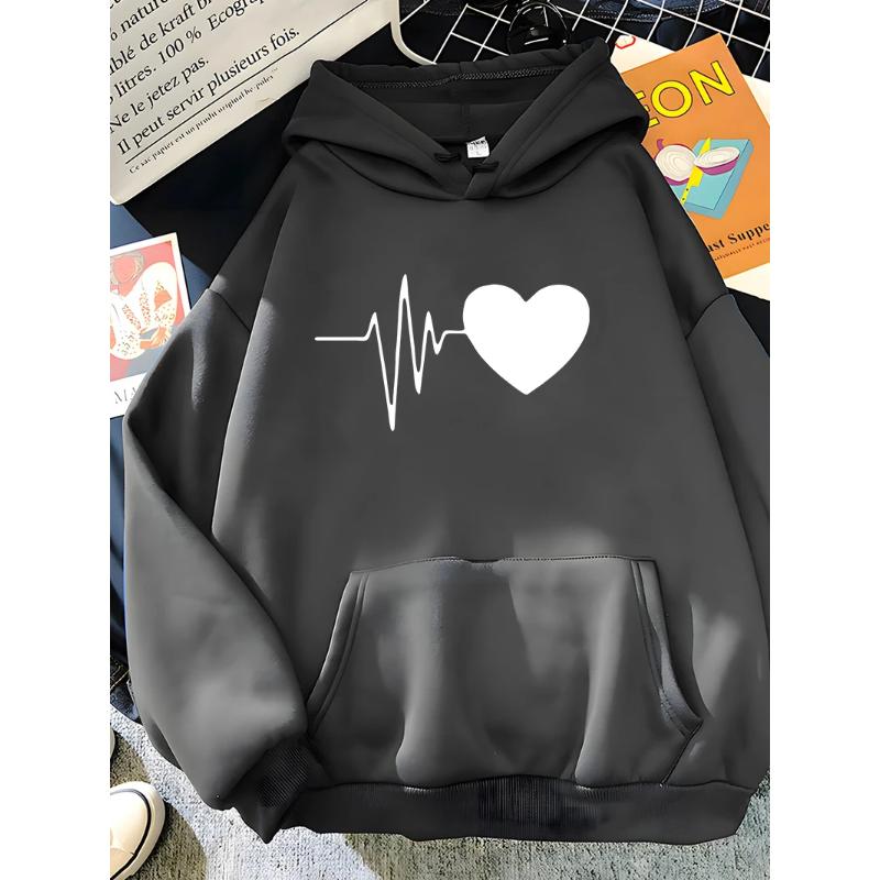Hirsionsan Heart Print Women Sweatshirt Soft Casual Loose Vintage Female Hoodies 2023 Winter New Warm Fleece Student Tops Y2k