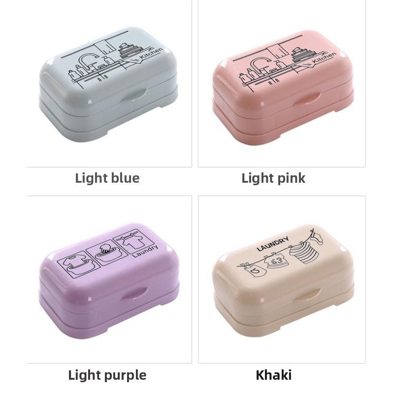 Bathroom Household Lid Connected Draining Simple Cartoon Printing Soap Box