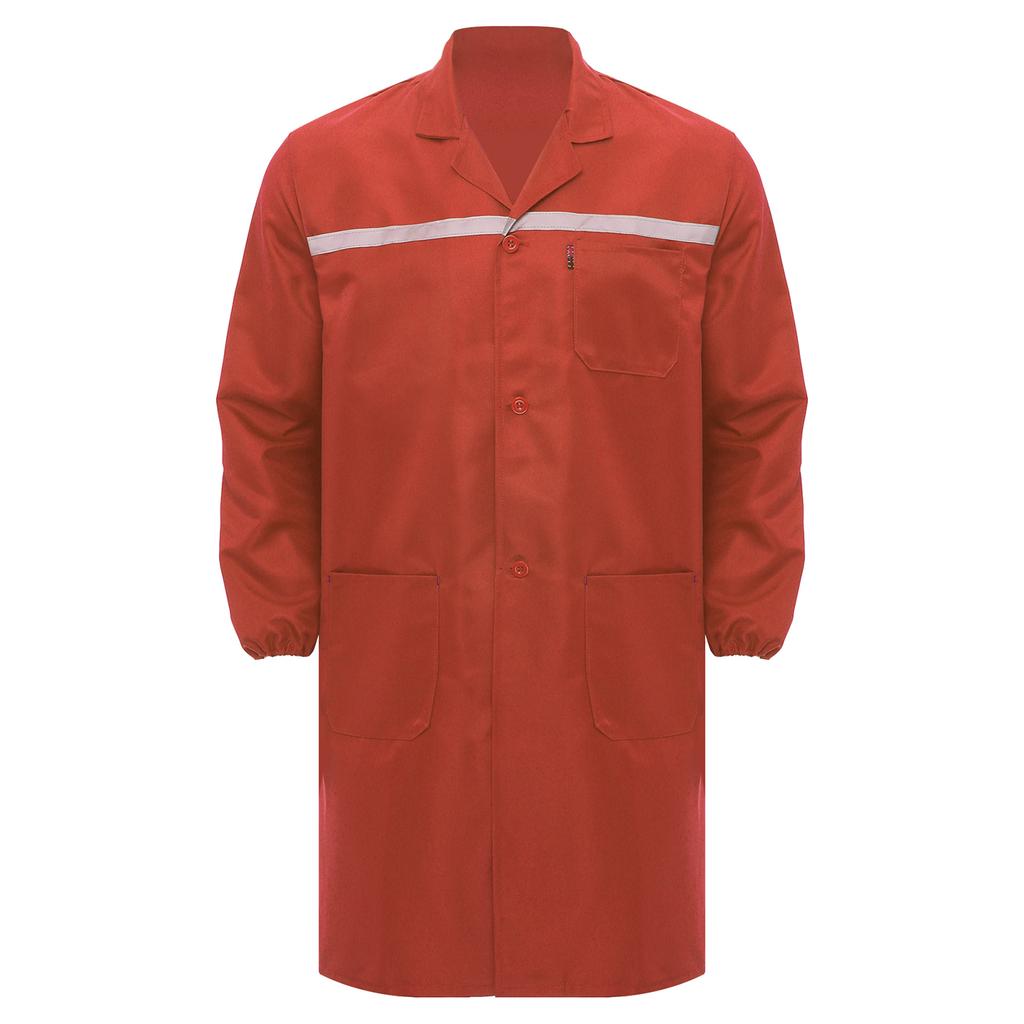 Unisex Werkstattuniform Langarm Knopfleiste Overall Reflektierende Streifen Taschen Arbeitskleidung Verschleißfester Mantel