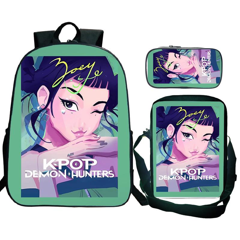 3tlg KPop Dämonenjäger Rucksäcke Huntrix Mädchen Kinder Studenten Schultaschen Zoey Rumi Mira Saja Jungen Kinder Schultaschen Unisex Mochila
