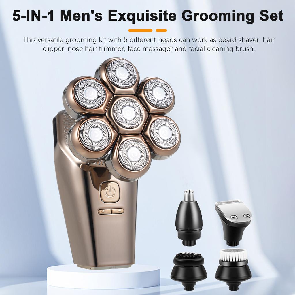 7 Electric Floating Shaving Hds, Coiper Brd   Facial  r, Nose Trimmer, IPX7 Washable, USB Rechargble, LCD Display