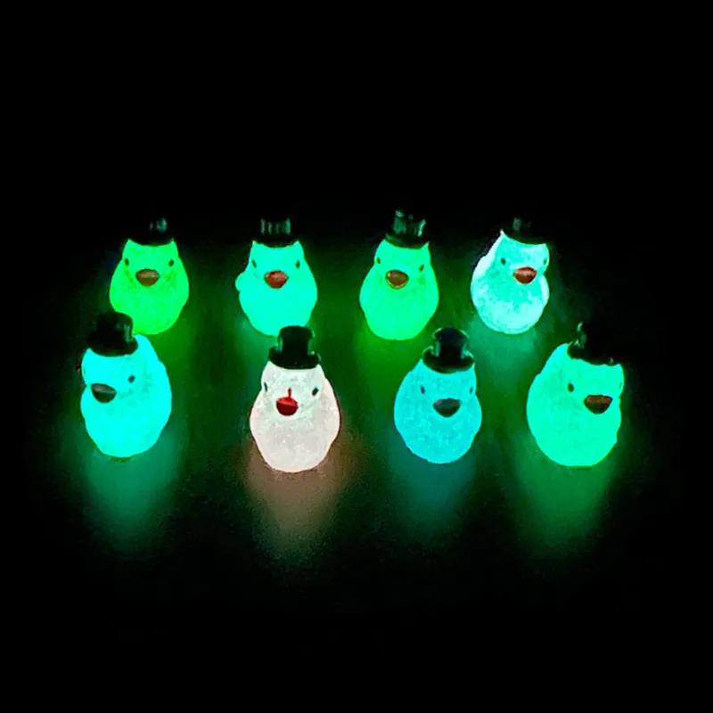 50-100 Piezas Patitos Mini Con Bombín Decoración del Hogar Brillan de Noche Pato Luminoso Jardín de Hadas Miniaturas Musgo Micropaisaje Decoración