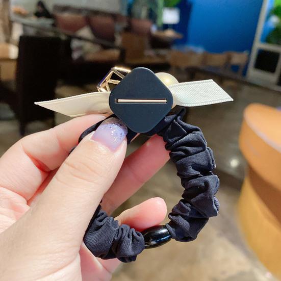 2Pcs Hair Tie High Elasticity Rhinestone Faux Pearl Hair Scrunchie Soft Pleated Fabric No Hair Damage Ponytails Buns Hair Accessories