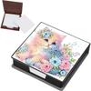Cross Leather Gem Painting Memo Pad Holder Mosaic Kit Diamond Art Note Box with 160 Sheets of Paper for Adults Beginners