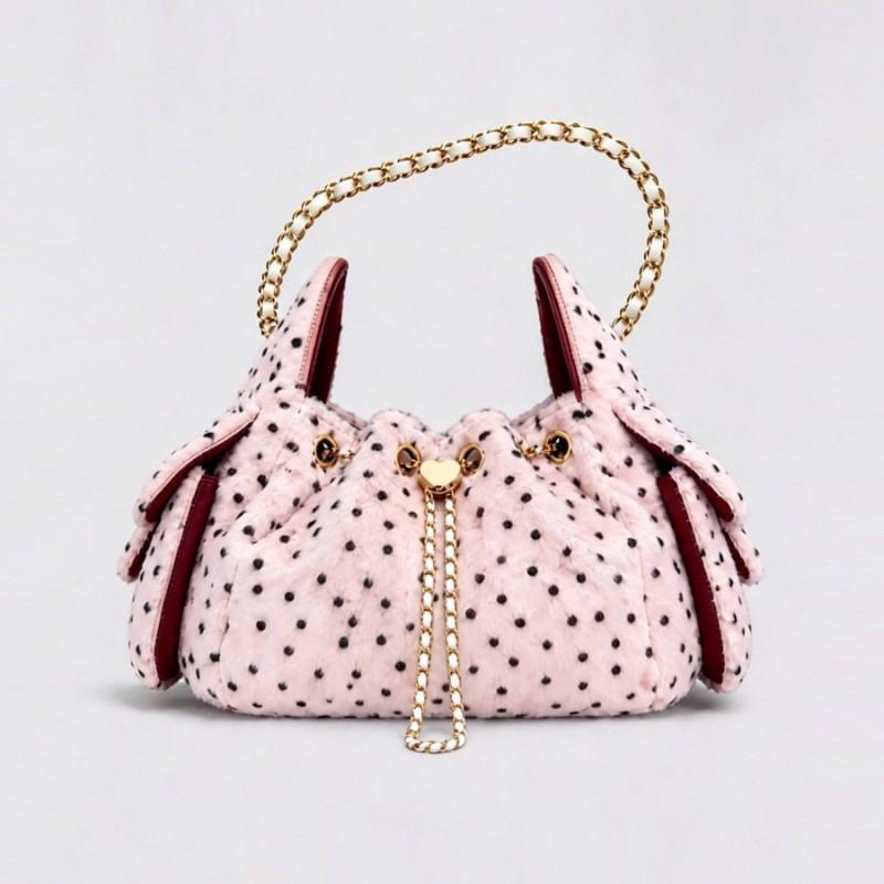 Plush Leopard Print Bucket Bag With