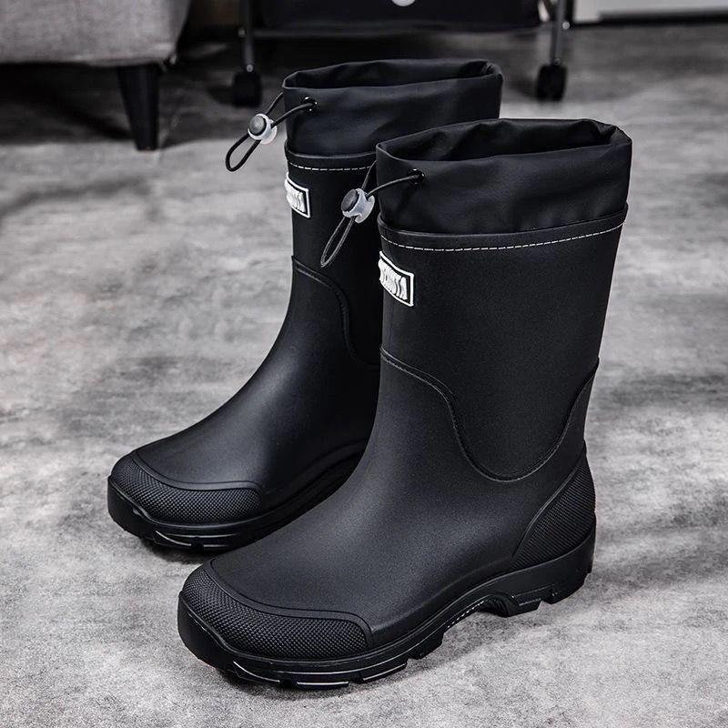 Low Heel Male Shoes Plain Farming Mid Calf Rubber Waterproof Resistant 2026 Water Comfortable High Quality Mud Men's Rain Boots