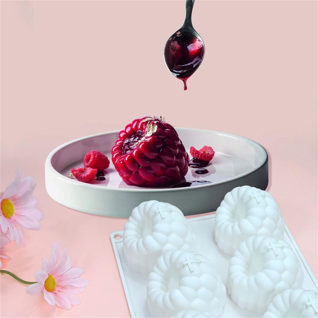 6 Cavity Raspberry Chocolate Baking Mould Food Grade Silicone Mousse Cake Mold for Family Gatherings and Celebration