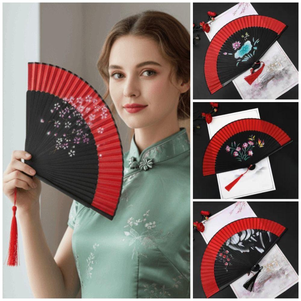Exquisite Tassel Folding Fan Portable Elegant Handheld Fans  Wedding Party Decor
