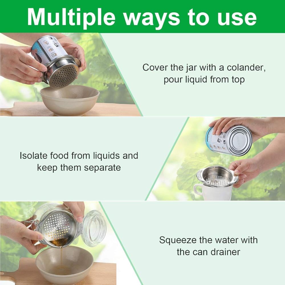 1 Pcs Can Filter Stainless Steel Canning Colander Vegetable and Fruit Can Filter Suitable for Beans Vegetables and Fruits Tuna