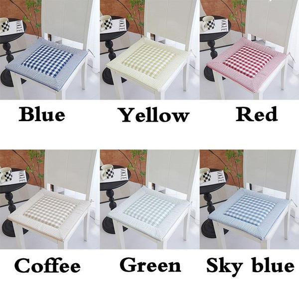 1PC Square Plaid Cushion with Ties 16x16" Seat Cushion Floor Cushion for Indoor Outdoor Dining Room Garden Patio Home & Office