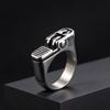 Anello a forma di accendino unico alla moda per uomo, Anello massiccio in acciaio inossidabile color argento Gioielli Vintage Punk Regalo