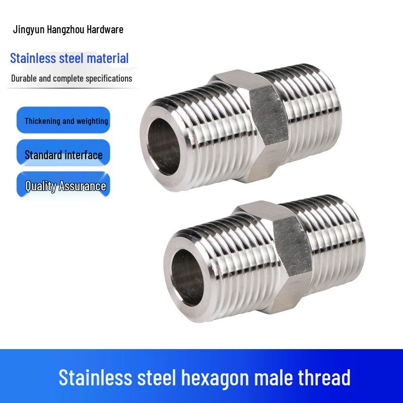 Conector Niplu Reductor Hexagonal de Înaltă Presiune din Oțel Inoxidabil 304 - Filet Dublu Masculin, 2 la 4 Puncte