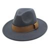 Fashion Blogger With Brown Wool Jazz Hat Vintage Big Brim Felt Top Hat