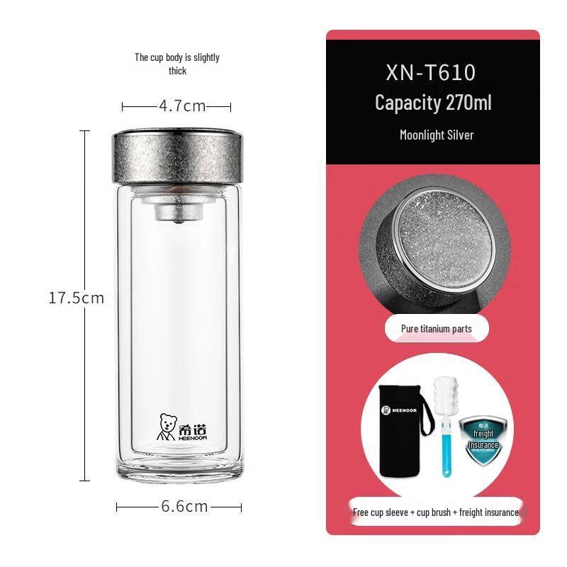 Heenoor Double-Layer Antibacterial Borosilicate Glass Tea Cup
