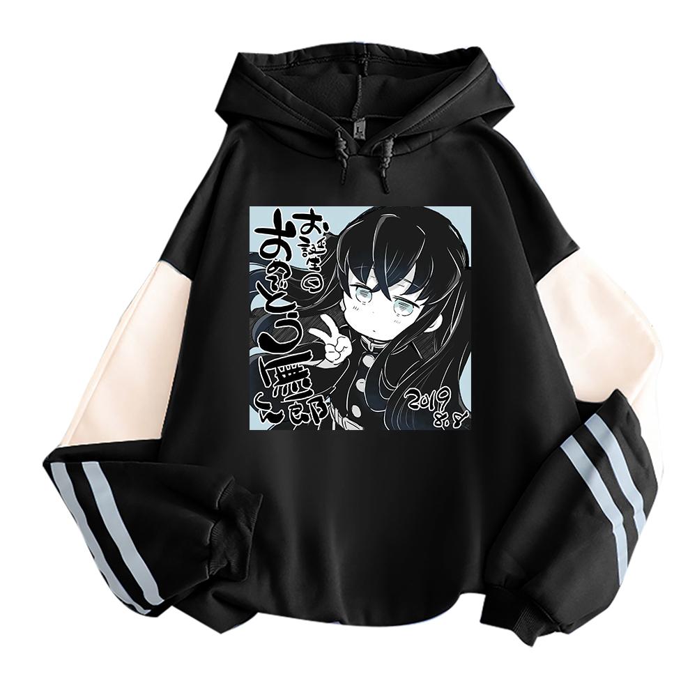 

Kawaii Demon Slayer Tokitou Muichirou толстовки с мультяшным принтом, пуловер с длинными рукавами для мужчин и женщин, лоскутные уличные толстовки