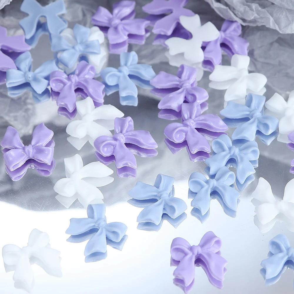 50pcs/lot Black White Bowknot Nail Art Charm Decorations 3D Nail Ornament Jewelry Classic Manicure DIY Resin Accessories