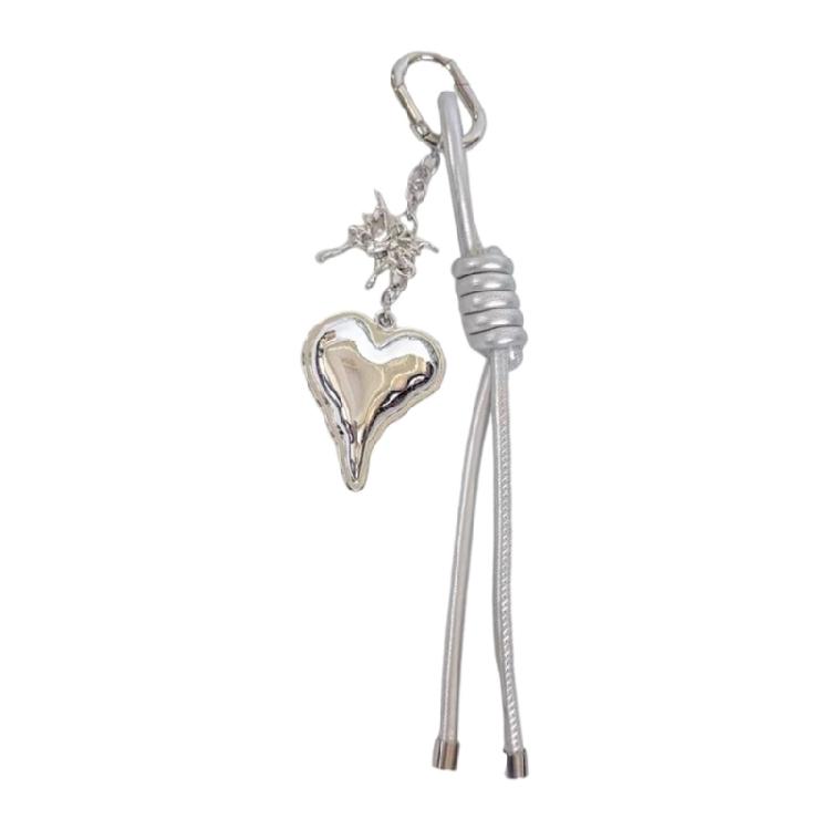 Heart Themed Handmade Keyring Alloy Trim PU Leather Cord Keychain Charm Functional Thoughtful Present