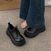 Black British Style Platform Small Leather Shoes Women's Autumn 2025 New Versatile Skirt Heightening Round Head Mary Jane Single Shoes