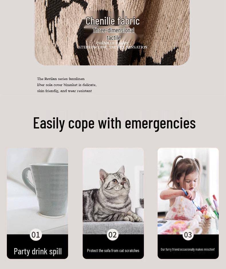 Französischer Retro Chenille Sofabezug - Universal Vier Jahreszeiten Anti-Katzenkratzschutz