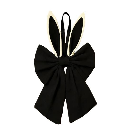 Easter Bow for Wreath Holiday Fabric Decorative Bow with Bunny Ear for Spring Summer Front Door Wall Window Indoor Outdoor Home Decor