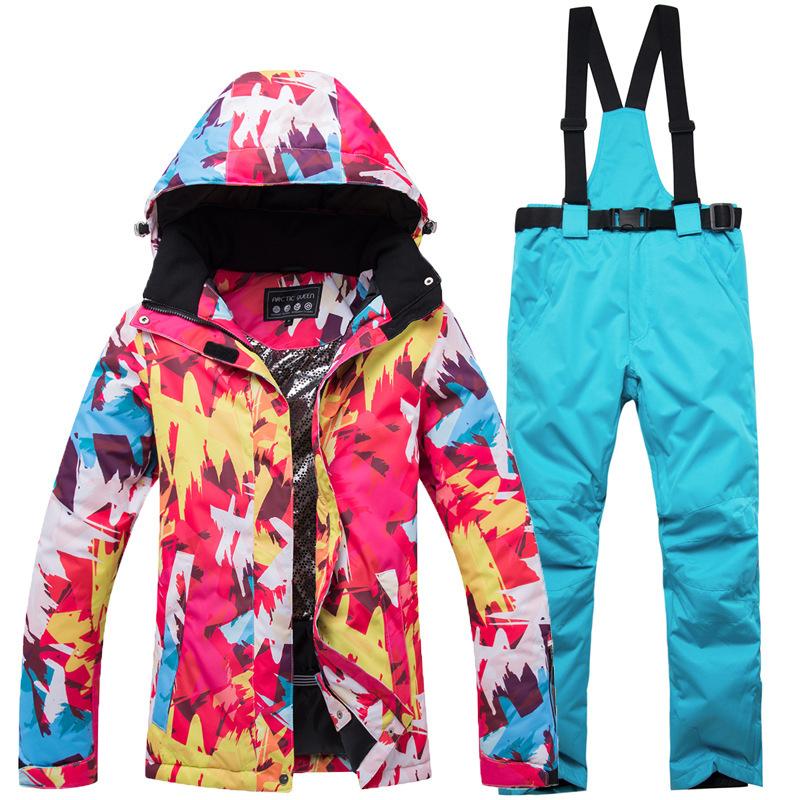Winter Outdoor Ski Suit, Women's Thermal Snowboard and Snowboard Ski Pants Suit.