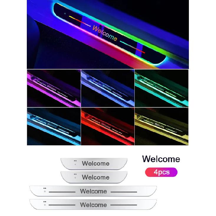 4pcs Customized Car Glows Welcome Door Sill Strip Light Threshold Lamp Welcome Scuff Plate Pedal Light Ambient Light Illuminated