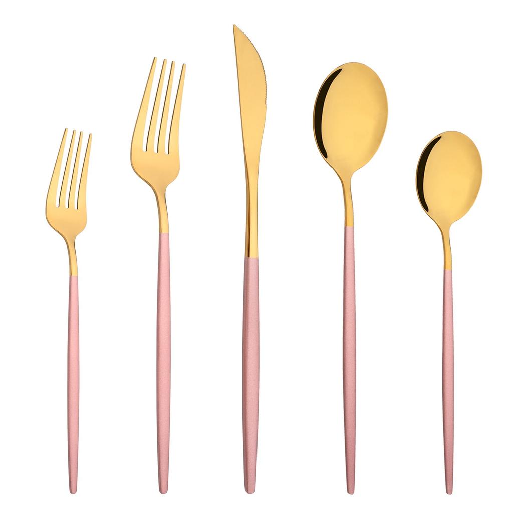 Modré zlato 5 ks Sada jídelního nádobí Stříbrné nádobí Příbory Nůž Dezert Vidlička Lžíce Nerezové nádobí Sada příborů Protable Jídelní potřeby