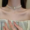 Twist winding multi-layer pearl necklace French retro fashion temperament collarbone chain personalized versatile design sense necklace
