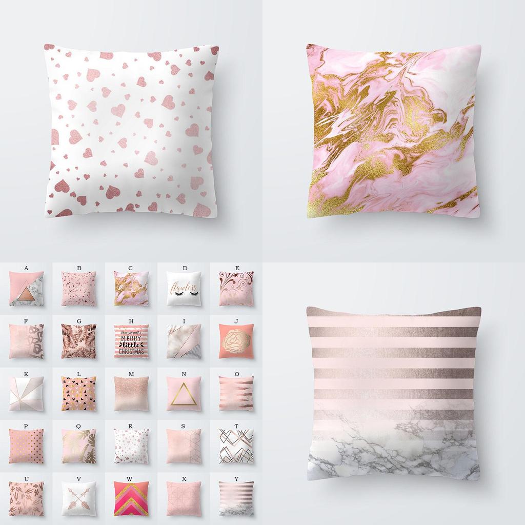 Super Soft Rose Gold Throw Pillow Case With Invisible Zipper And Easy To Clean Material