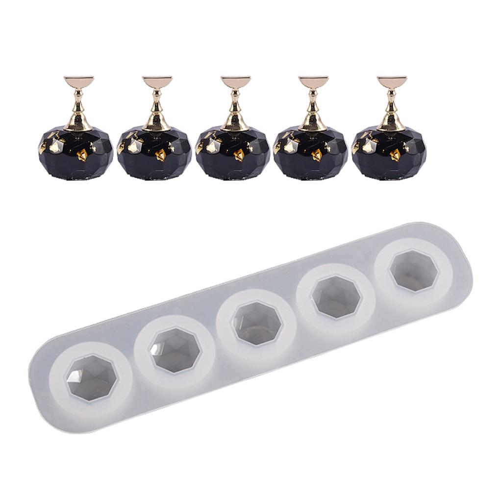 Nail Art Display Stand Silicone Mold Flower/Round/Jewel Shaped Epoxy Casting Mold for Diy Nail Tool Nail Practice Holder