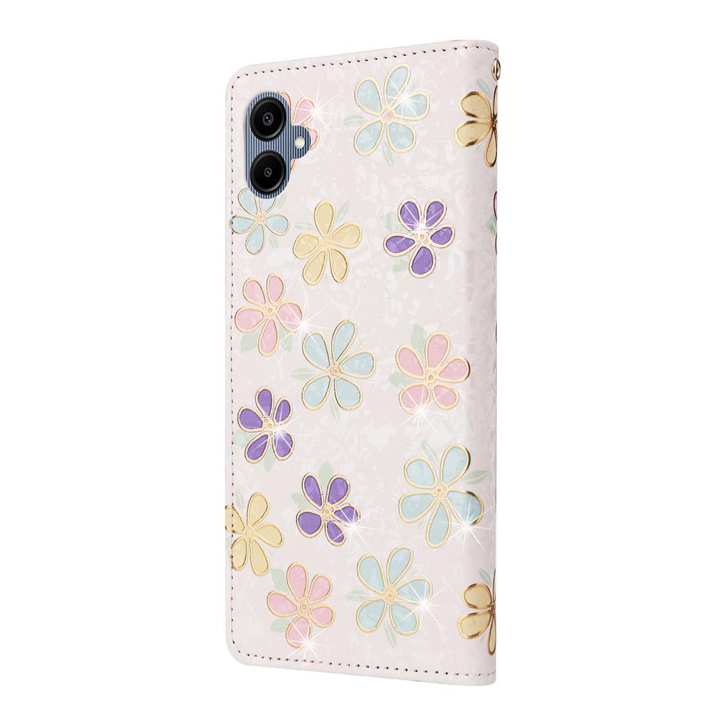 For Samsung Galaxy A06 4G Case RFID Blocking Flower Leather Phone Cover