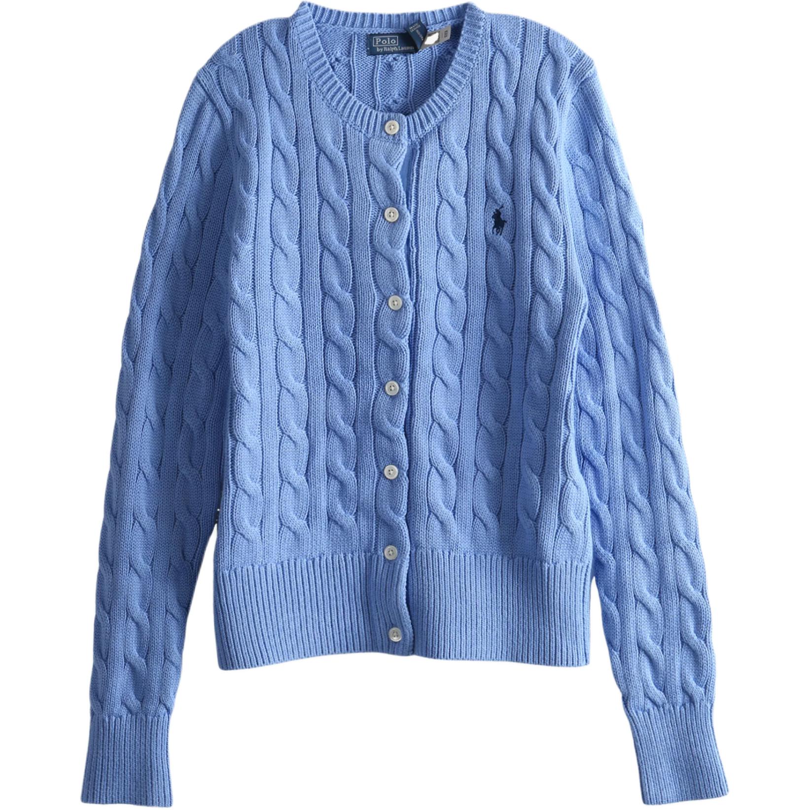 

Polo Ralph Lauren Однотонный Однобортный Трикотажный Свитер с Логотипом и Длинным Рукавом Женский свитер Синий 211971868009 S