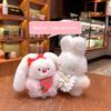 1Pcs Cute Can Squeak Rabbit Plush Pendant Big-Eared Rabbit Plush Keyring Bunny Festival Doll Keychain Bag Pendant