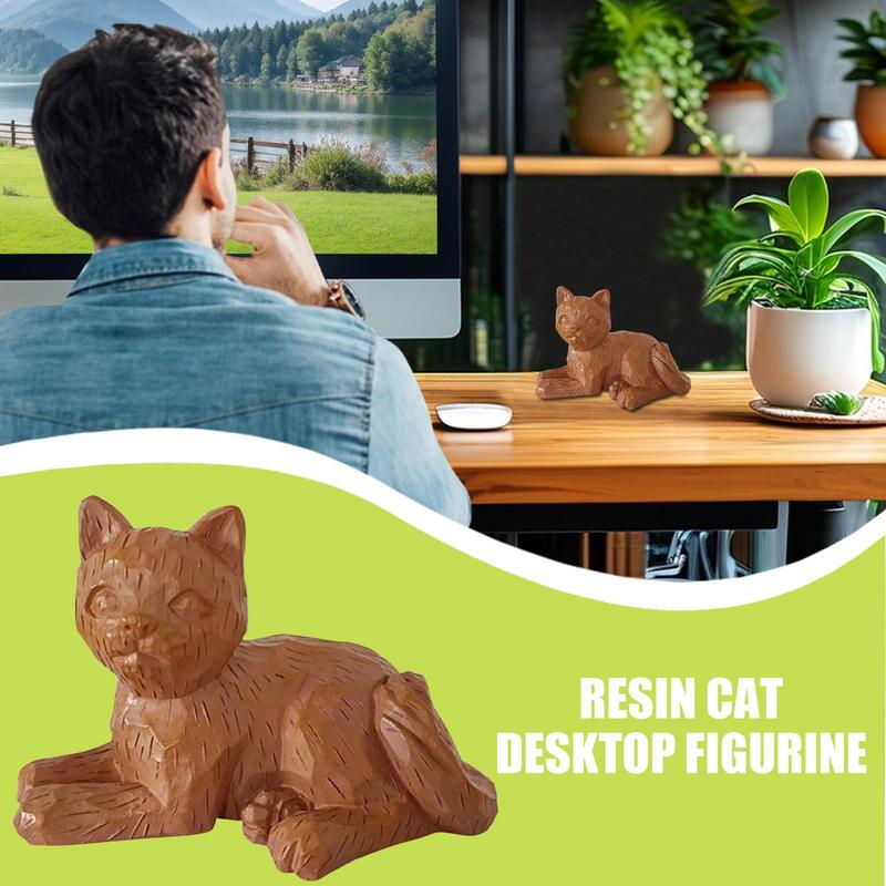 Cute Small Cats Figurine Handmade Carving Resin Cats Home Decoration Figurine Gift Cats Accessories Decoration Crafts Figurines