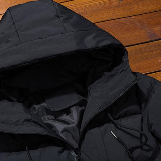 Winter Men Jacket Hooded Slim Fit Long Sleeve Drawstring Pockets Windbreaker for Daily Wear