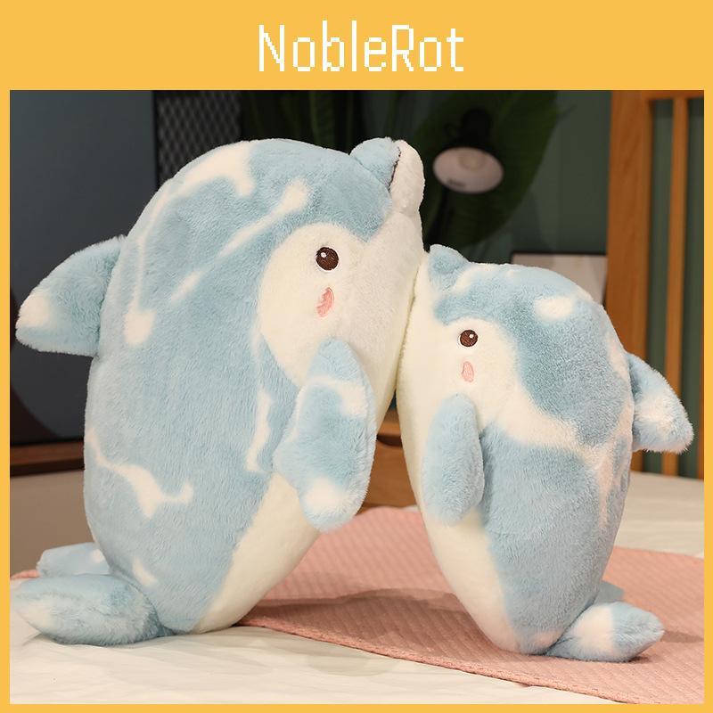 Adorable Dolphin Plush Toy Ocean Stuffed Animal Pillow In Soft Light Blue