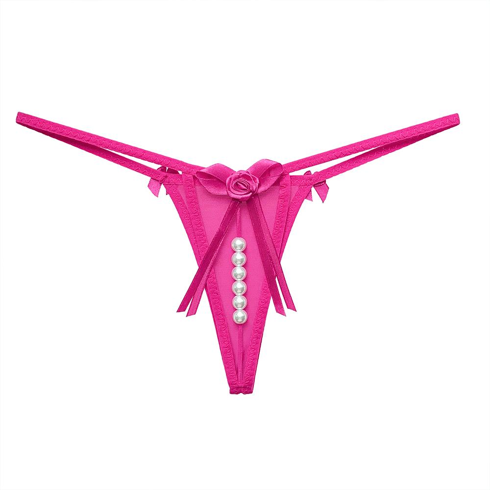Sexy Bow Beading Lingerie Female Underwear Women's Panties Solid Low Waist G-string Thongs Ladies