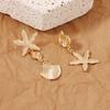 Fashionable and trendy vacation style earrings, light luxury golden starfish shell, elegant and versatile
