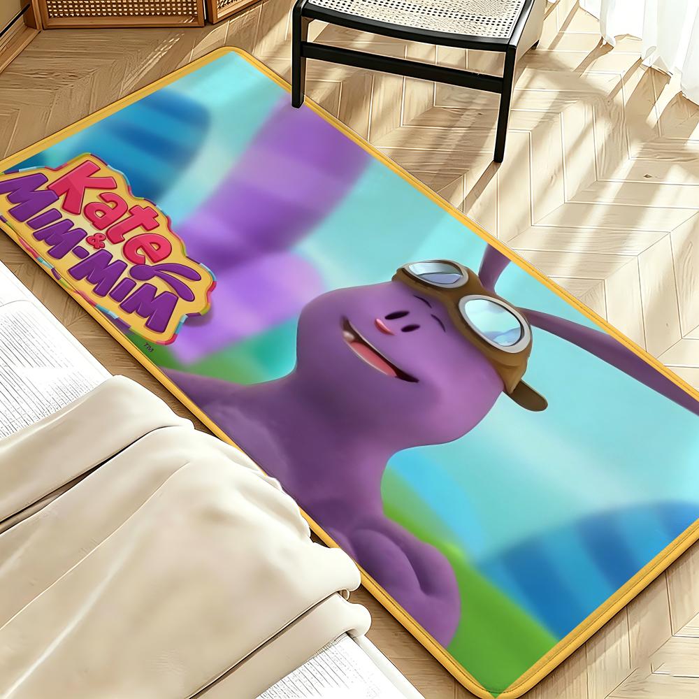 Cartoon K-Kate & M-Mim-Mim Floor Mat Soft Flannel Floor Mat Suitable for Entryways, Living Rooms, Bedrooms, and Bathrooms