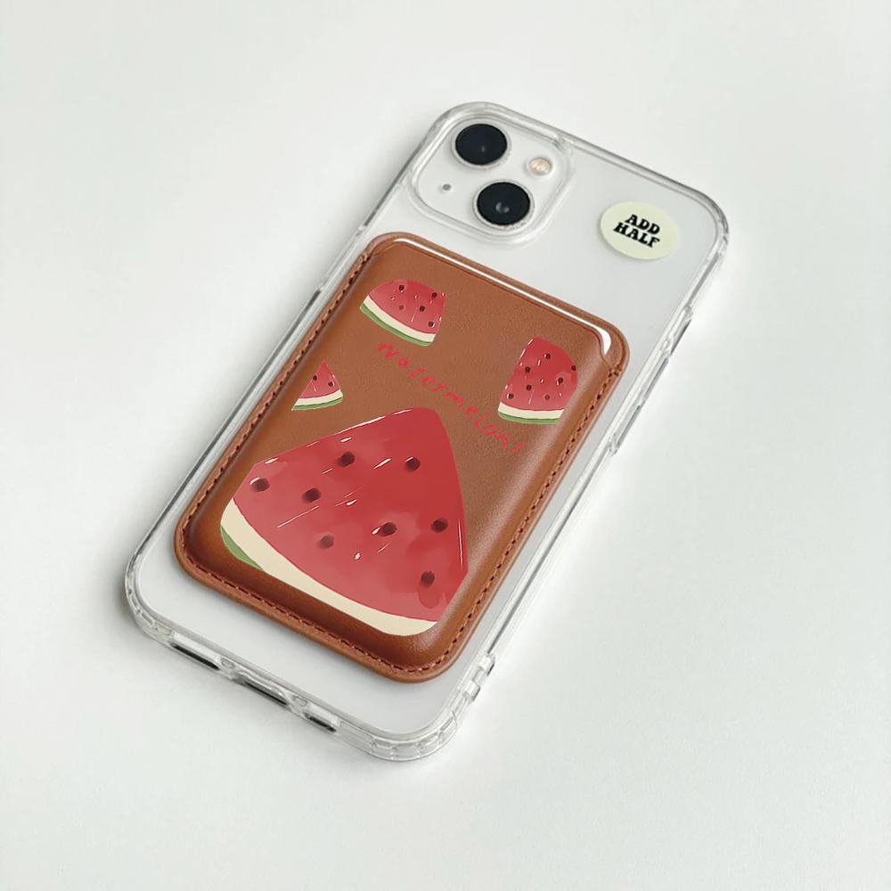 Summer Fruit Watermelon Leather Phone Wallet Case For Magsafe Magnetic Slim Back Pocket Shockproof Durable Stylish Cover