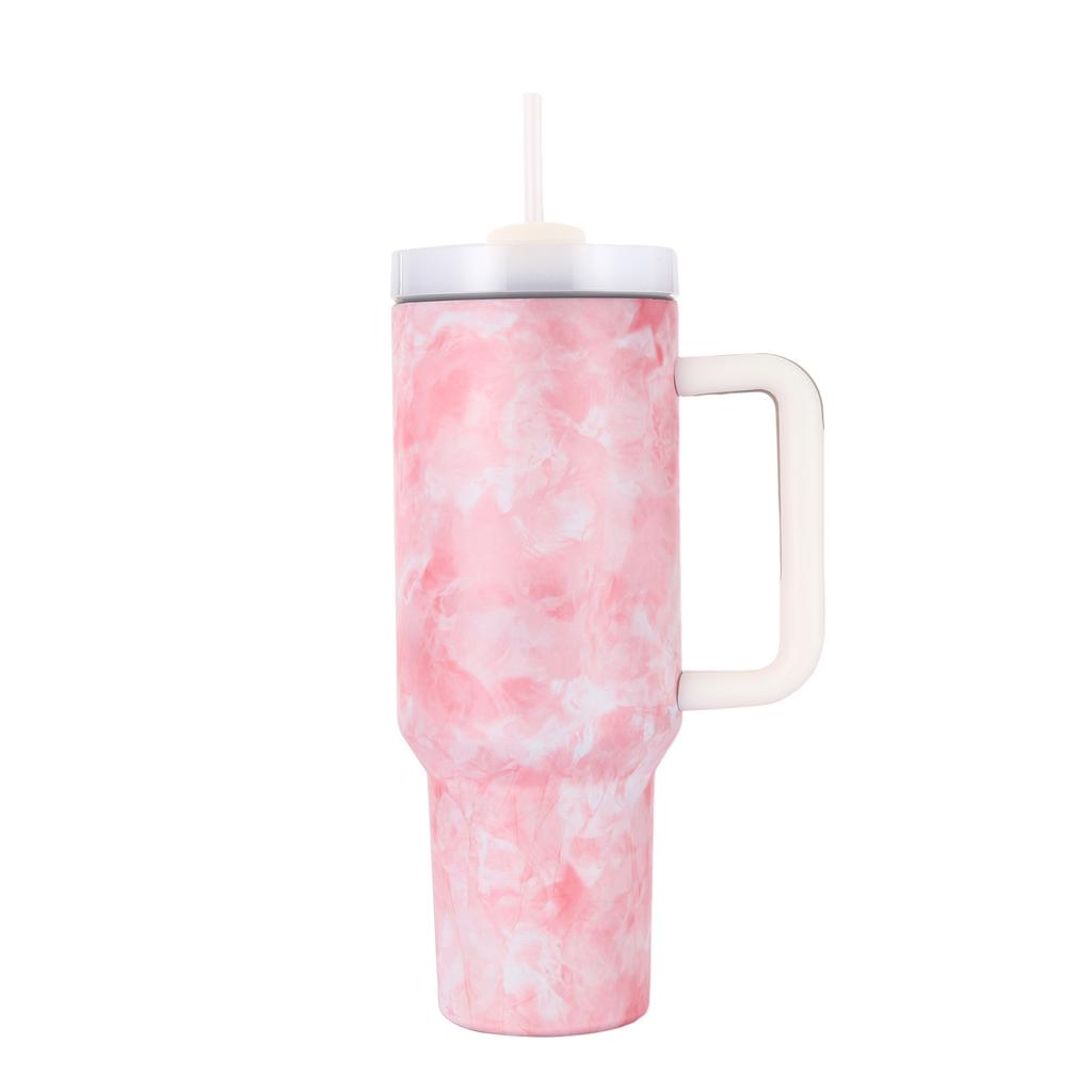 Car Cup with Straw Ice Tyrant Cup Car Thermos Cup Handle Paint Transfer Process Stainless Steel