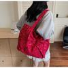 Canvas Bag Women's Large Capacity 2025 New Autumn Versatile Shoulder Bag Bow Casual Student Commuter Tote Bag