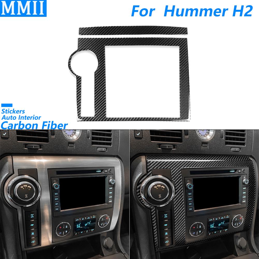 For Hummer H2 2008 2009 Carbon Fiber Central Control Radio CD AC Navigation Screen Frame Panel Cover Car Accessories Sticker