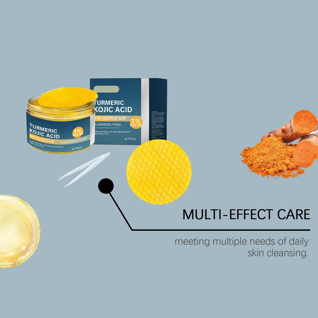 Cleansing Pads, Kojic Cleansing Pads Helps Balance Skin Oil And Water Hydrating Remove Excess Keratin From The Body'S Skin With Clip,40PC/30ml,