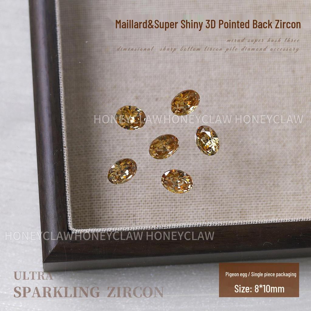 Champagne & Light Coffee Zircon Nail Art Gems: Large Pointed, Teardrop, Horse Eye, Pigeon Egg Shapes