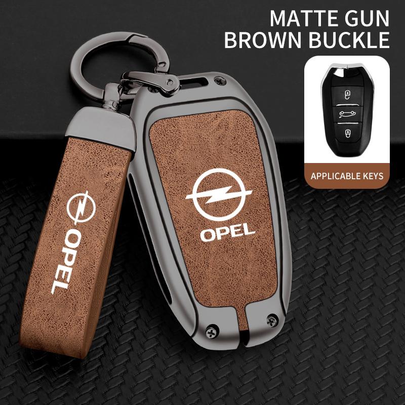 Kožené Zine Alloy Pouzdro na chytrý klíč od auta Kryt Chránič Klíčenka Pro Opel Mokka Corsa Astra Phev Grandland Hybrid 2025 Příslušenství