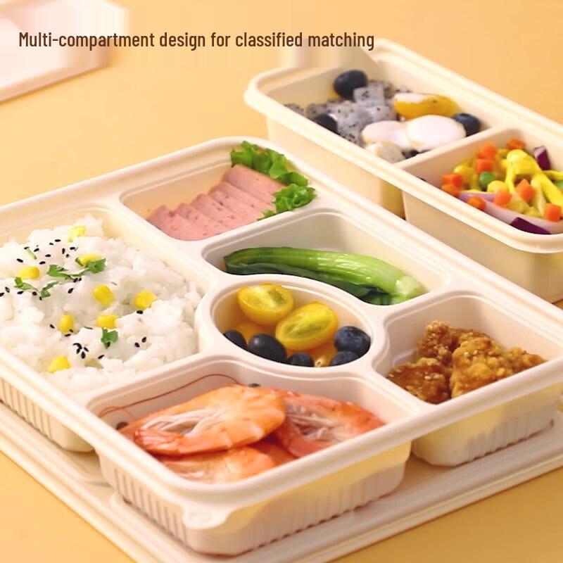 Disposable Degradable Corn Starch 4-Compartment Meal Box