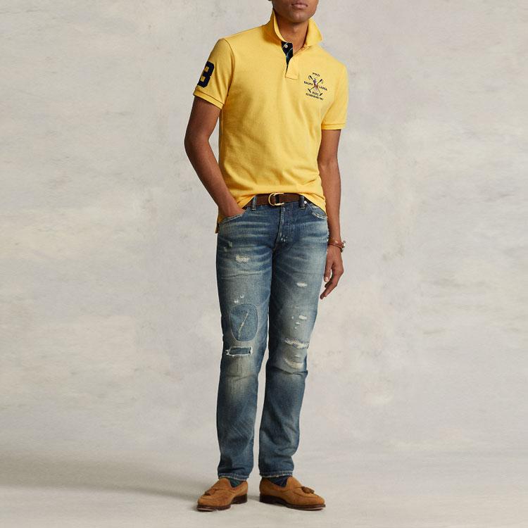 Polo Ralph Lauren SS23 Logo Embroidered Pullover Short Sleeve Polo Shirt Men tops Yellow MNPOKNI1N822165-700